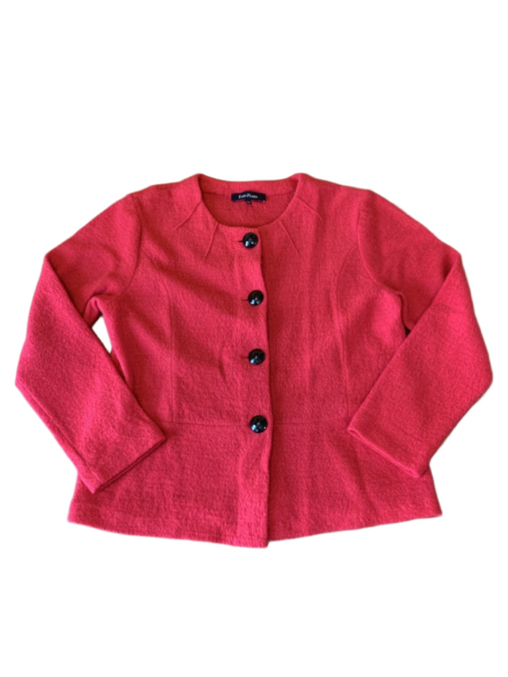 Evan-Picone Jacket Large Red with Black Buttons Wool